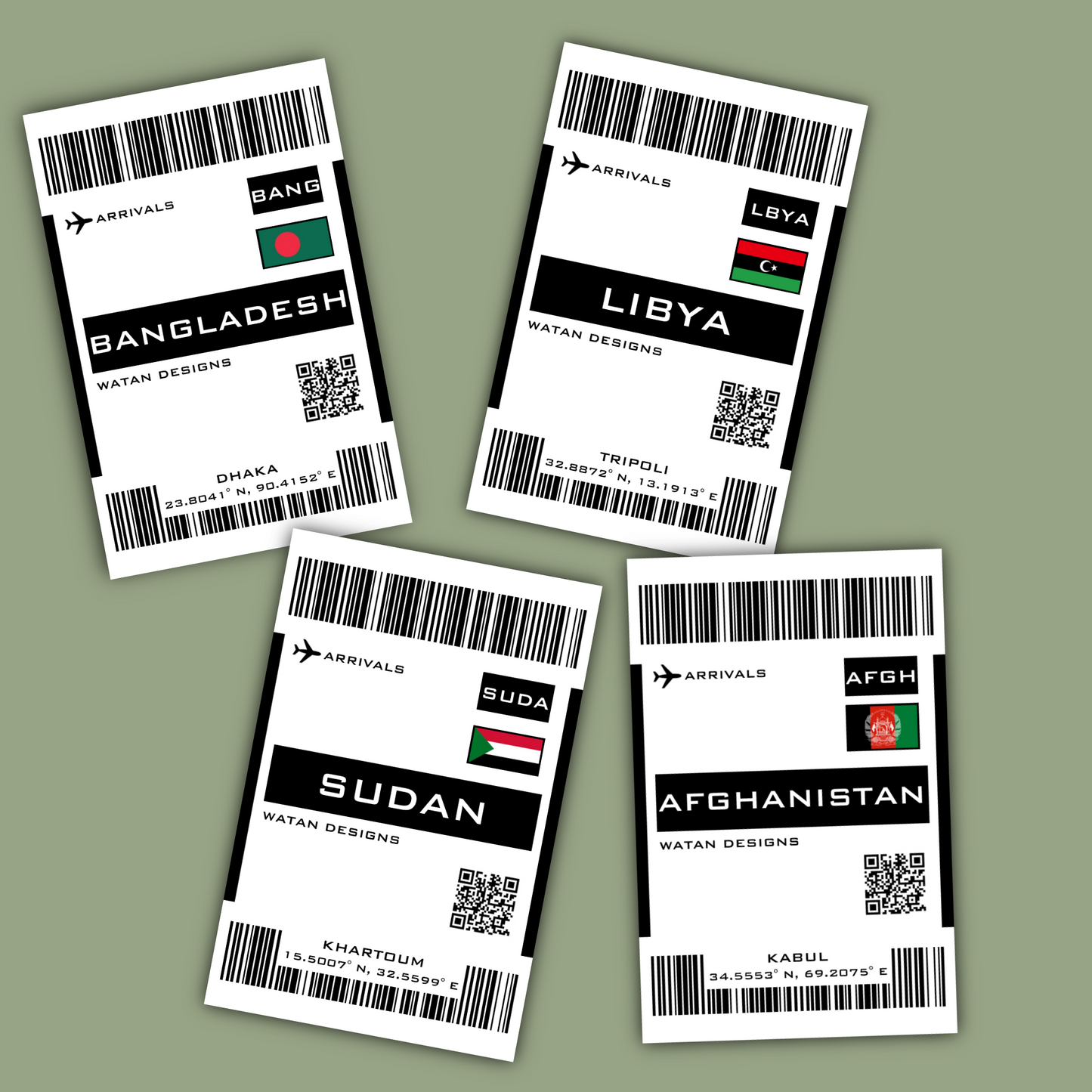 Country Boarding Pass Sticker