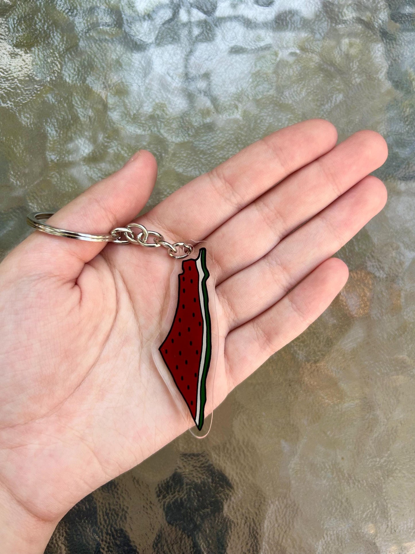 Palestine Watermelon Map Keychain