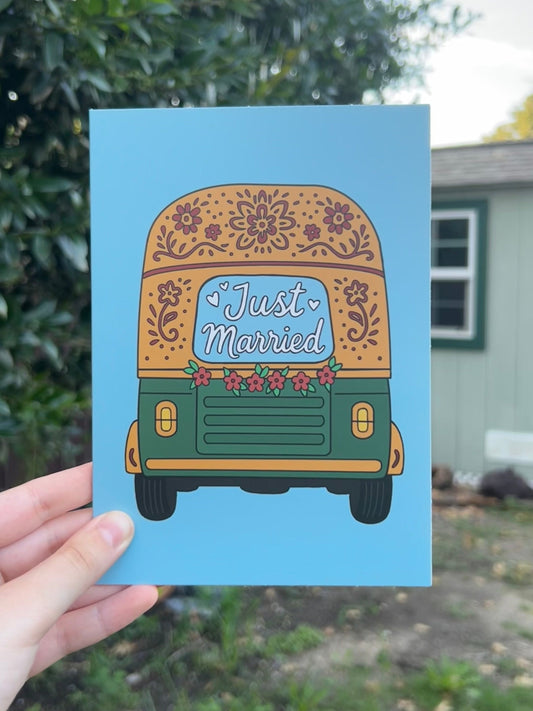 Just Married Rickshaw Card