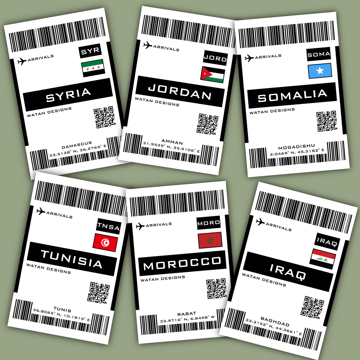 Country Boarding Pass Sticker