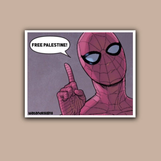 Free Palestine Spider-Man Comic Sticker