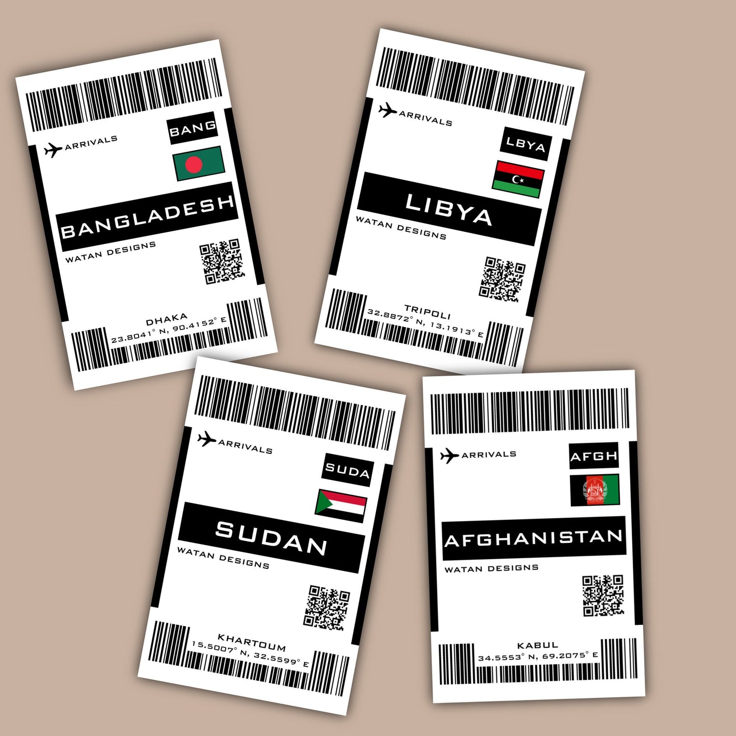 Country Boarding Pass Sticker